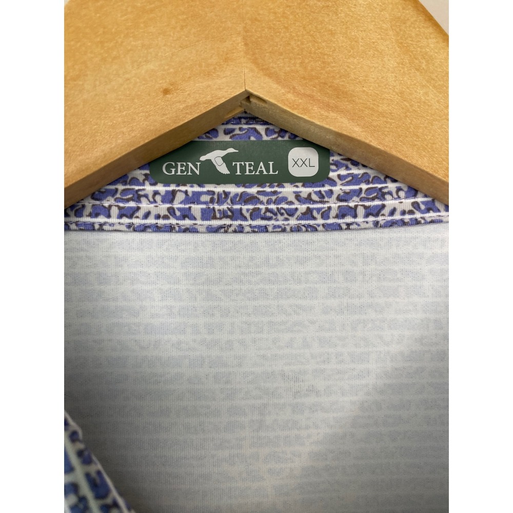 GenTeal Mens XXL Blue White Micro Print Cooling Performance Golf Polo Shirt NEW - Picture 4 of 5